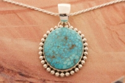 Artie Yellowhorse Genuine Kingman Turquoise Sterling Silver Pendant